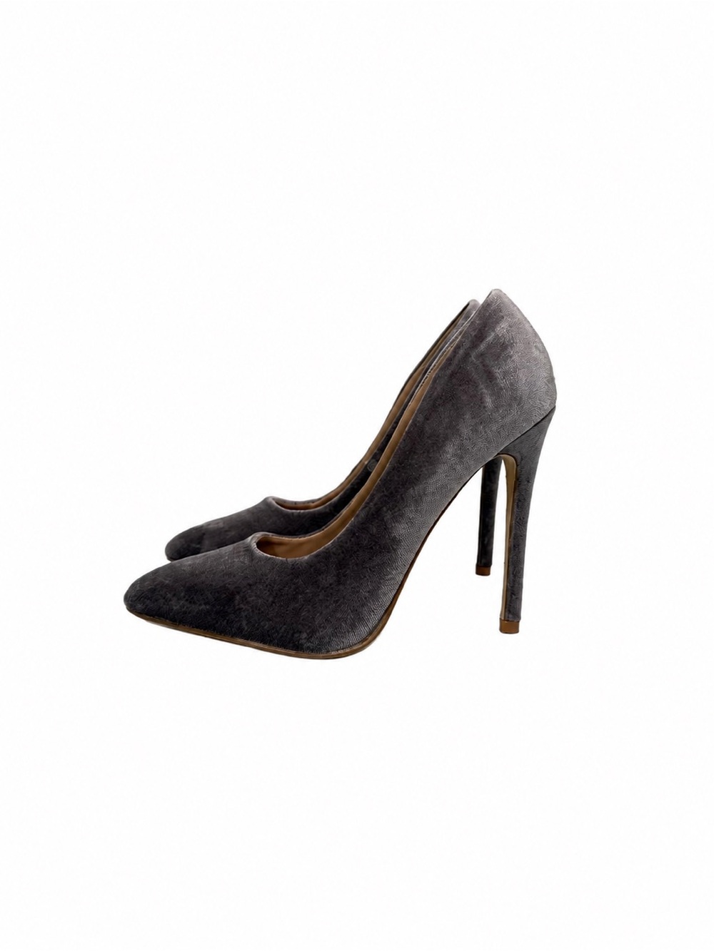 NWOT Classic Violet-Gray Velvet Pointed-Toe High Heels